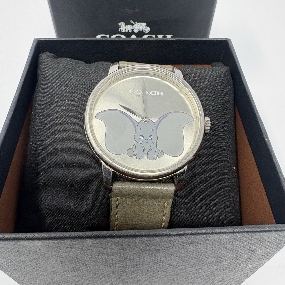 Coach Dumbo Disney Leather Strap Watch Silver Dial With Box - Picture 2 of 6